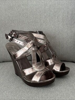Aldo Metallic Wedge Sandals - Women's Strappy Peep Toe